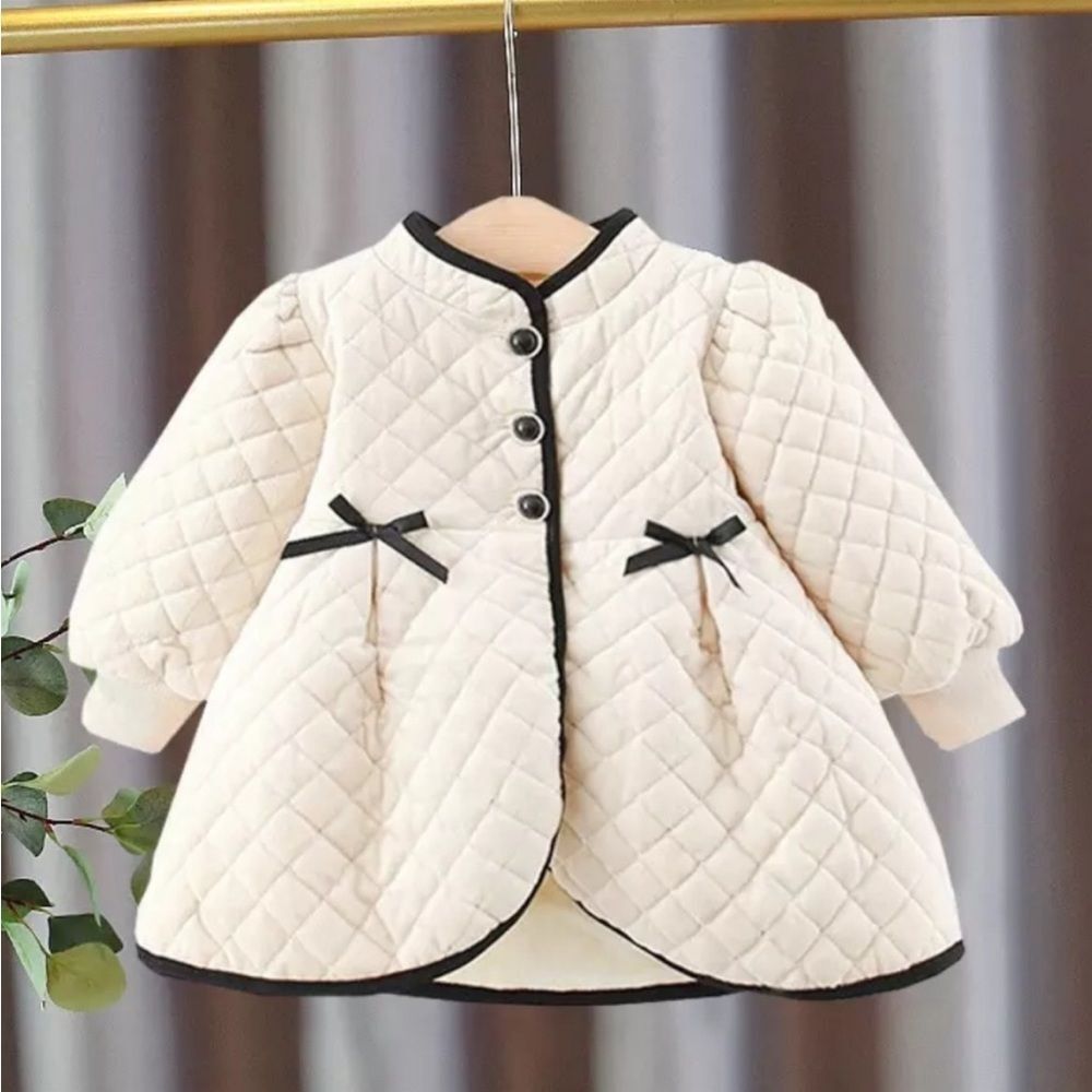 Quilted Ivory Girls Coat